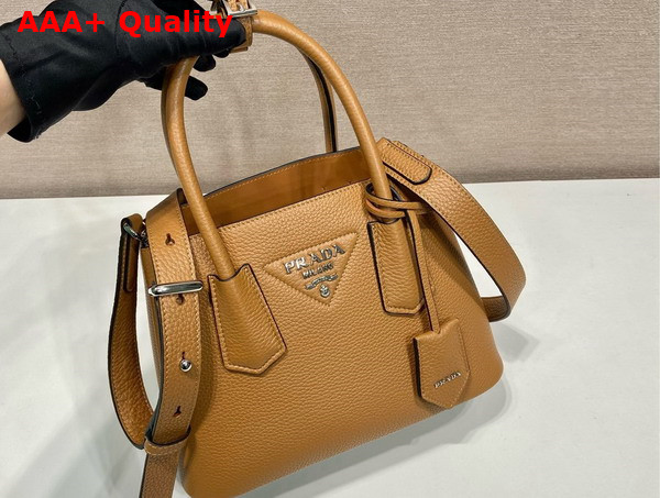 Prada Double Leather Mini Bag in Caramel 1BG443 Replica