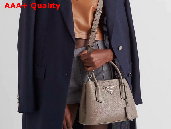 Prada Double Leather Mini Bag in Slate Grey 1BG443 Replica