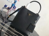 Prada Double Medium Bag Black Saffiano Leather