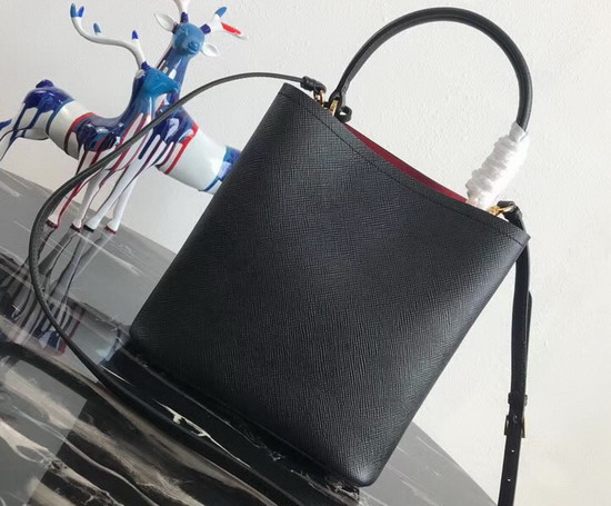 Prada Double Medium Bag Black Saffiano Leather