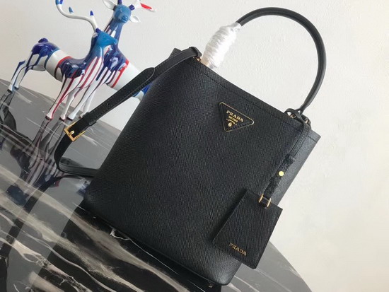 Prada Double Medium Bag Black Saffiano Leather