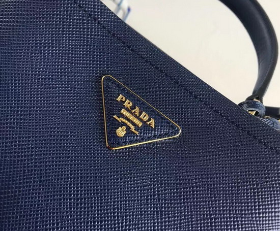 Prada Double Medium Bag Blue Saffiano Leather