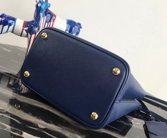 Prada Double Medium Bag Blue Saffiano Leather