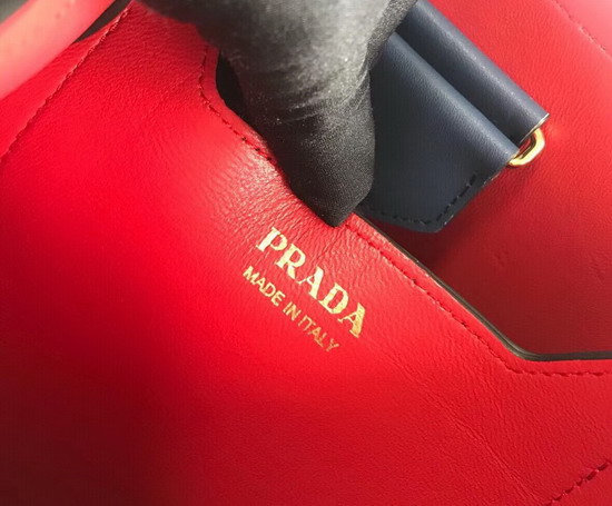 Prada Double Medium Bag Blue Saffiano Leather