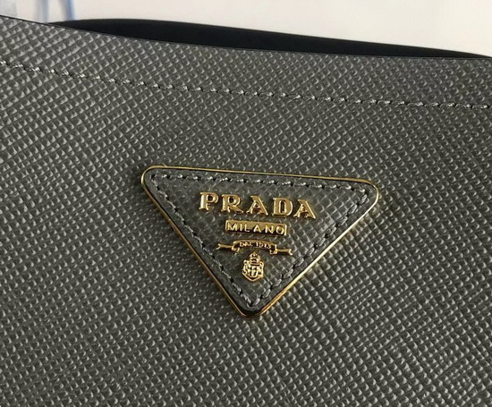 Prada Double Medium Bag Grey Saffiano Leather