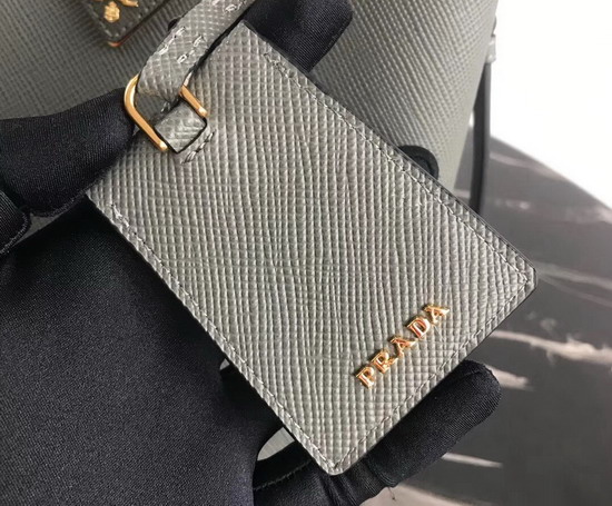 Prada Double Medium Bag Grey Saffiano Leather