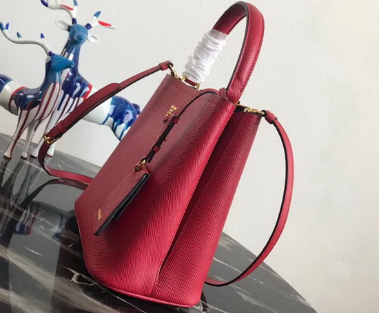 Prada Double Medium Bag Red Saffiano Leather