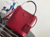 Prada Double Medium Bag Red Saffiano Leather