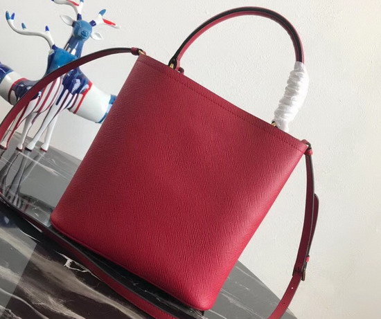 Prada Double Medium Bag Red Saffiano Leather