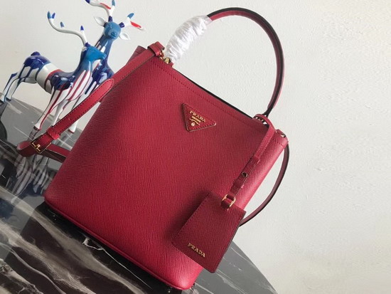 Prada Double Medium Bag Red Saffiano Leather