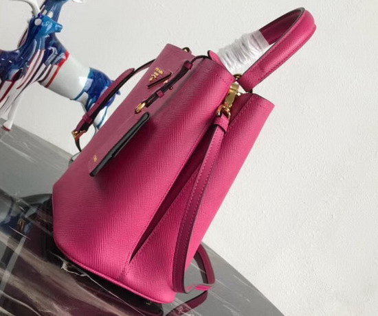 Prada Double Medium Bag Rose Saffiano Leather