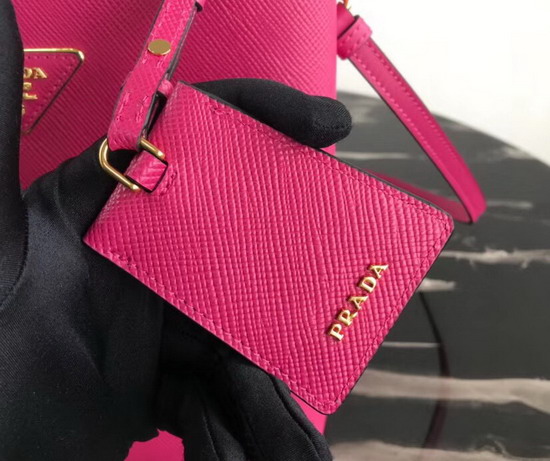 Prada Double Medium Bag Rose Saffiano Leather