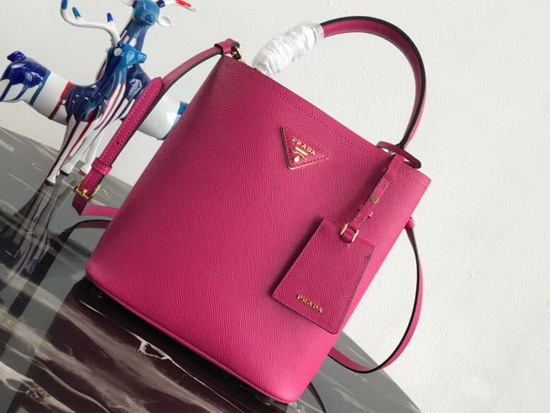 Prada Double Medium Bag Rose Saffiano Leather