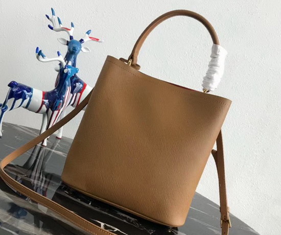 Prada Double Medium Bag Tan Saffiano Leather