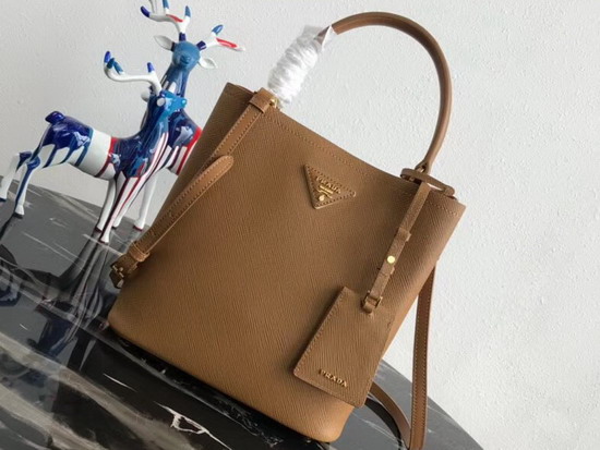 Prada Double Medium Bag Tan Saffiano Leather