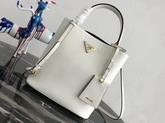 Prada Double Medium Bag White Saffiano Leather