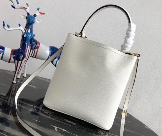 Prada Double Medium Bag White Saffiano Leather