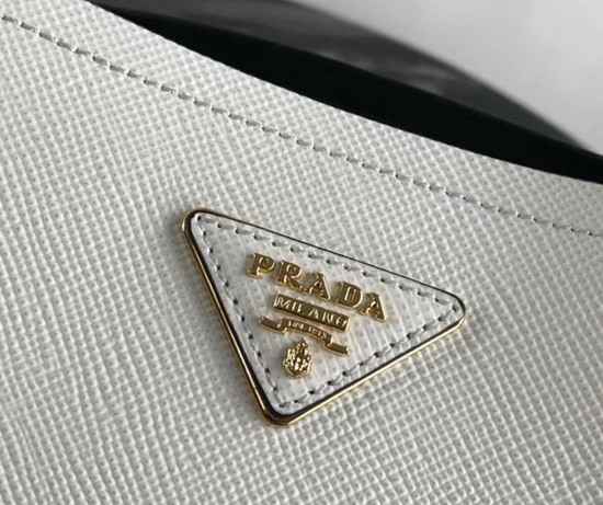 Prada Double Medium Bag White Saffiano Leather