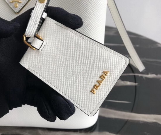 Prada Double Medium Bag White Saffiano Leather