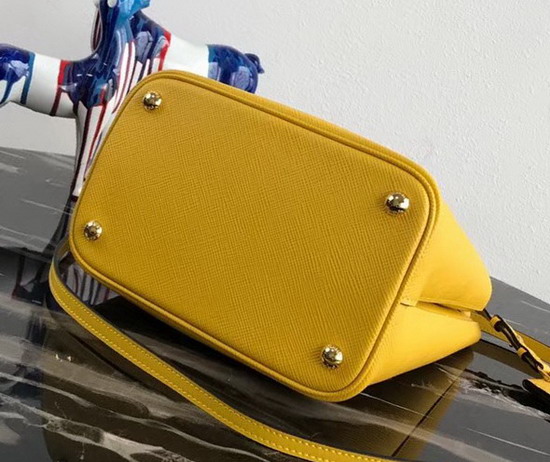 Prada Double Medium Bag Yellow Saffiano Leather