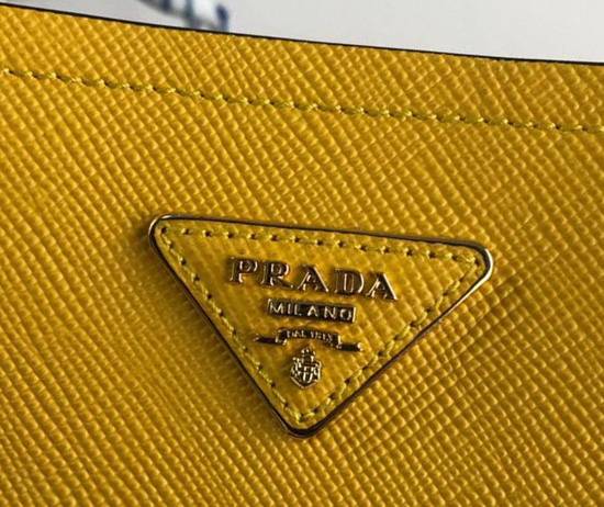 Prada Double Medium Bag Yellow Saffiano Leather