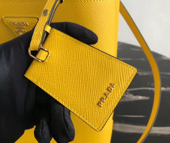 Prada Double Medium Bag Yellow Saffiano Leather