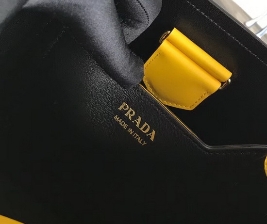 Prada Double Medium Bag Yellow Saffiano Leather