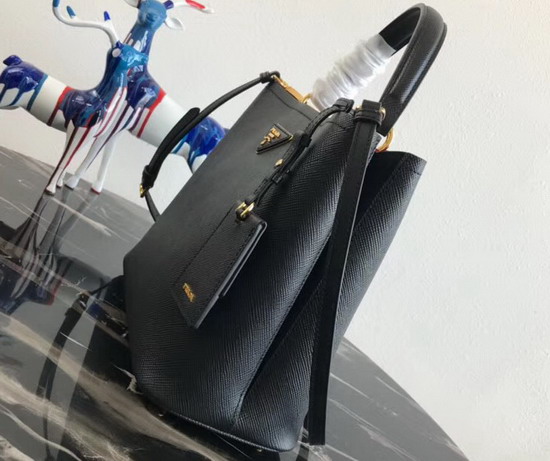 Prada Double Saffiano Leather Bag in Black