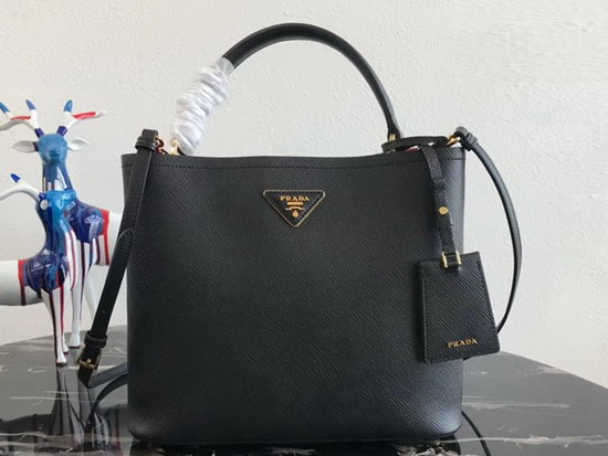 Prada Double Saffiano Leather Bag in Black