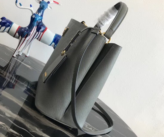 Prada Double Saffiano Leather Bag in Grey