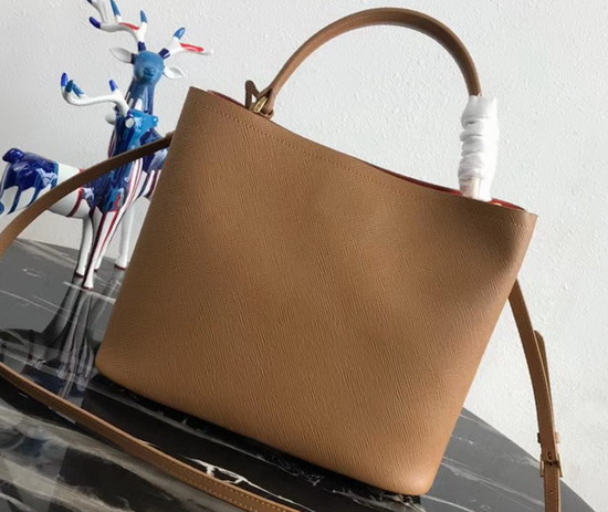 Prada Double Saffiano Leather Bag in Tan Color