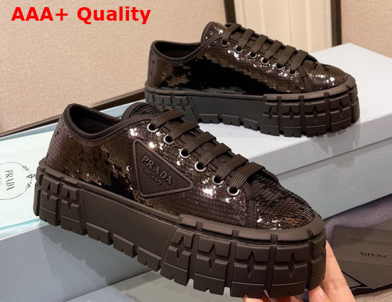 Prada Double Wheel Sequin Sneakers in Black 1E787M Replica