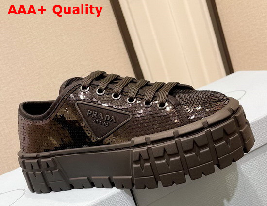 Prada Double Wheel Sequin Sneakers in Black 1E787M Replica