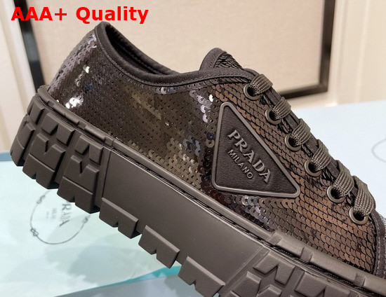 Prada Double Wheel Sequin Sneakers in Black 1E787M Replica