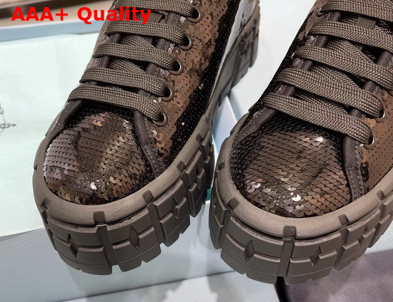 Prada Double Wheel Sequin Sneakers in Black 1E787M Replica