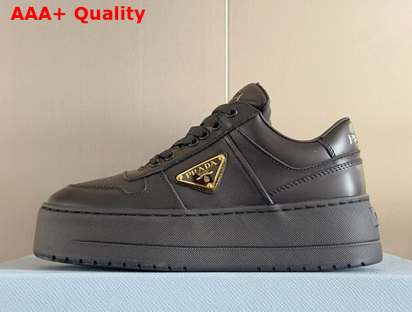 Prada Downtown Bold Leather Sneakers in Black 1E792M Replica