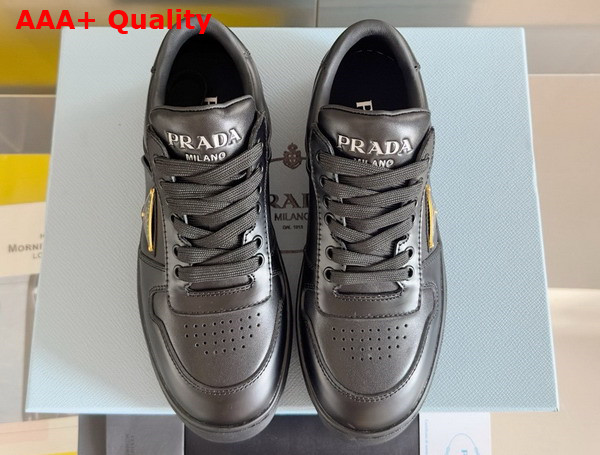 Prada Downtown Bold Leather Sneakers in Black 1E792M Replica