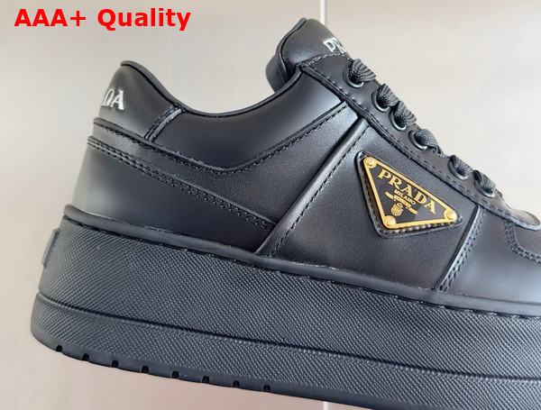 Prada Downtown Bold Leather Sneakers in Black 1E792M Replica