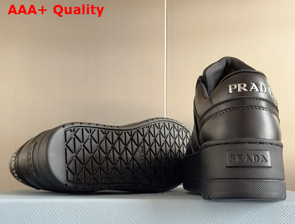 Prada Downtown Bold Leather Sneakers in Black 1E792M Replica