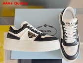 Prada Downtown Bold Leather Sneakers in Black and White 1E792M Replica