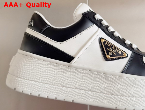 Prada Downtown Bold Leather Sneakers in Black and White 1E792M Replica