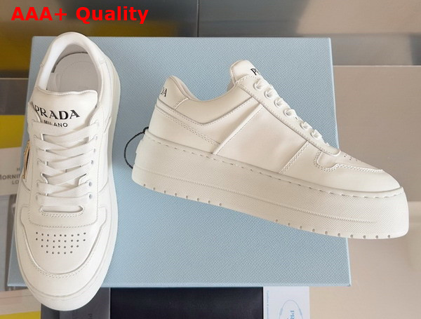 Prada Downtown Bold Leather Sneakers in White 1E792M Replica