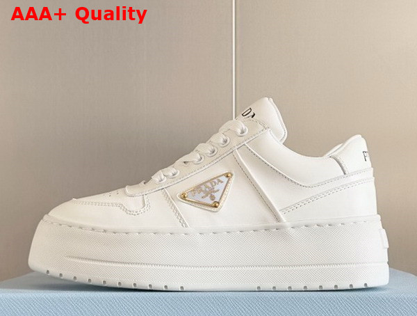 Prada Downtown Bold Leather Sneakers in White 1E792M Replica