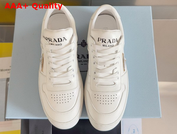 Prada Downtown Bold Leather Sneakers in White 1E792M Replica