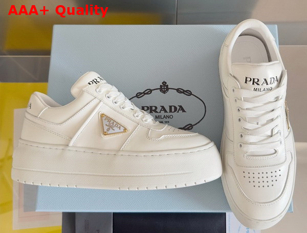 Prada Downtown Bold Leather Sneakers in White 1E792M Replica