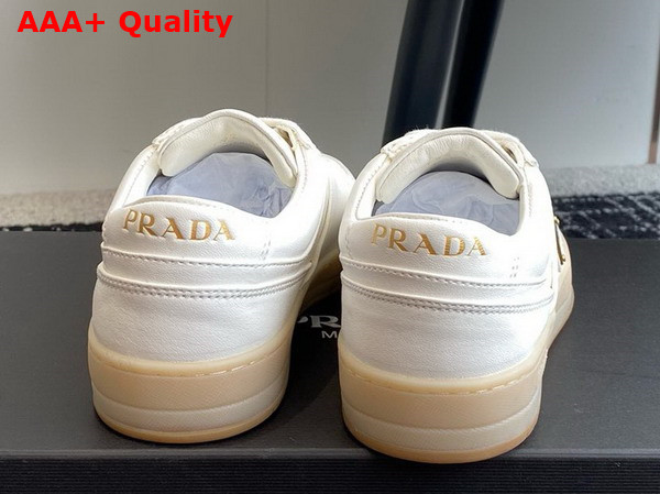 Prada Downtown Nappa Leather Sneakers in Ivory 1E792M Replica