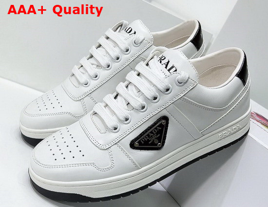 Prada Downtown Perforated Leather Sneakers White Black 1E792M Replica