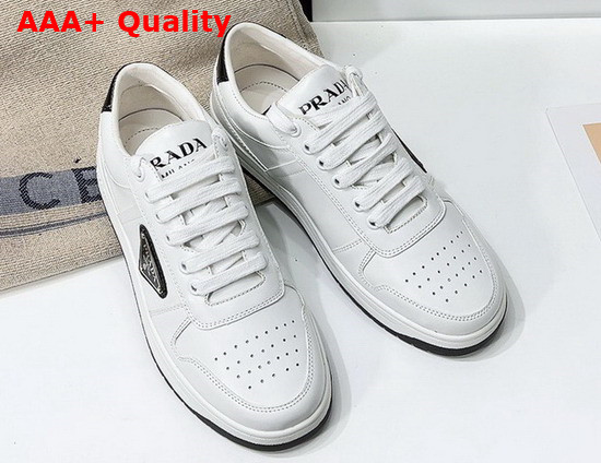 Prada Downtown Perforated Leather Sneakers White Black 1E792M Replica