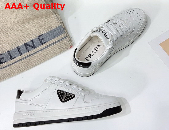 Prada Downtown Perforated Leather Sneakers White Black 1E792M Replica