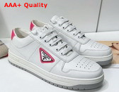 Prada Downtown Perforated Leather Sneakers White Pink Replica